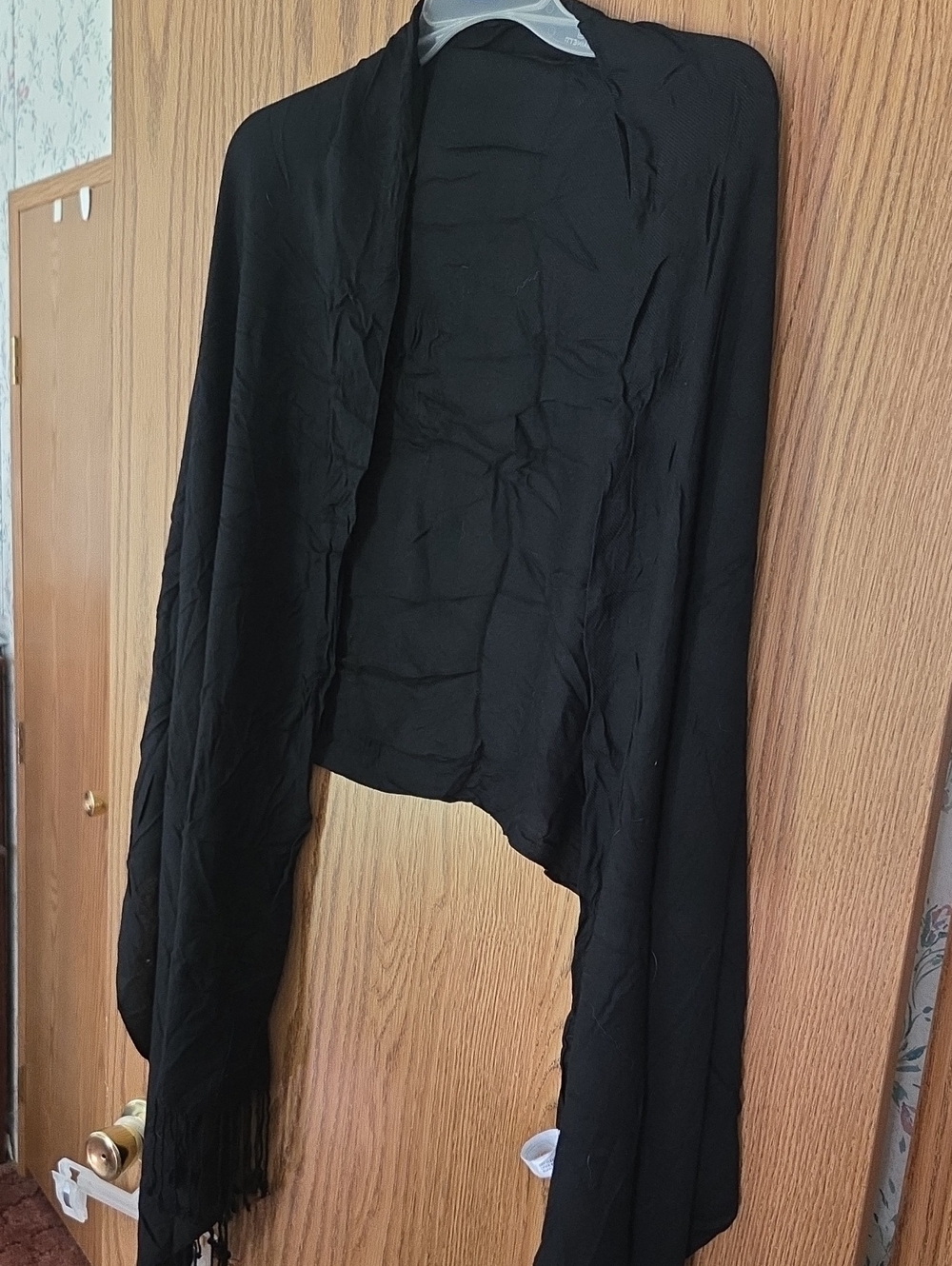 Black Open-Front Draped Shawl Wrap for Women